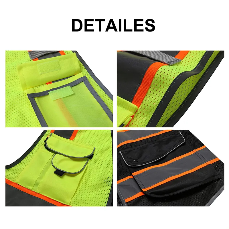 Polyester Hi-vis Reflective Safety Vest Multiple Pockets