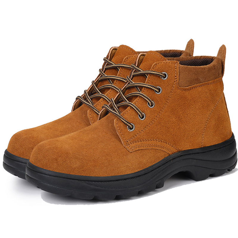 Anti-smash Suede Leather Safety Boots Rubber Sole with Steel Toe