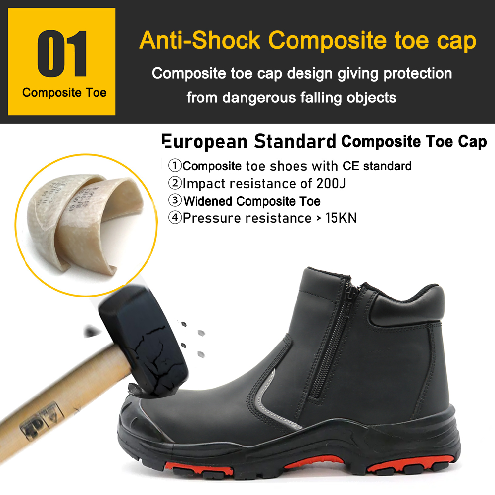 PU Rubber Sole Safety Shoes with Fiberglass Toe