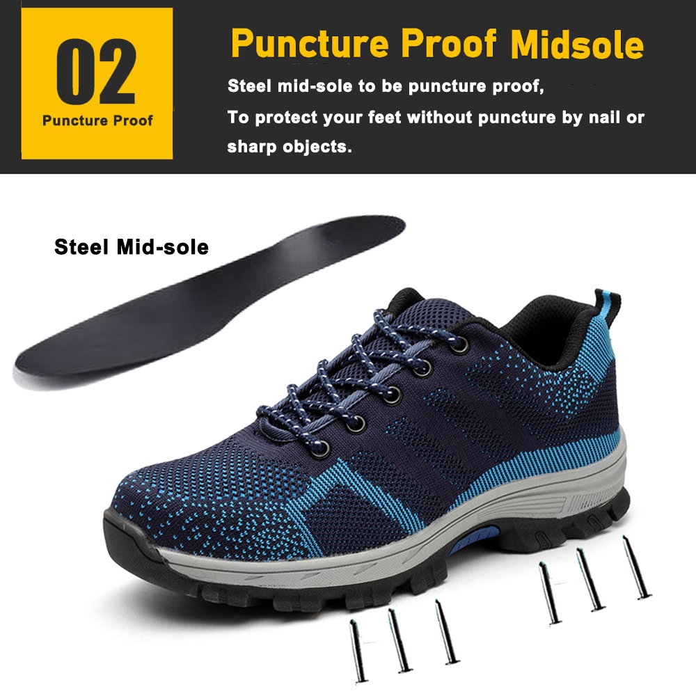 Anti-slip Breathable Sport Safety Shoes with Steel Toe