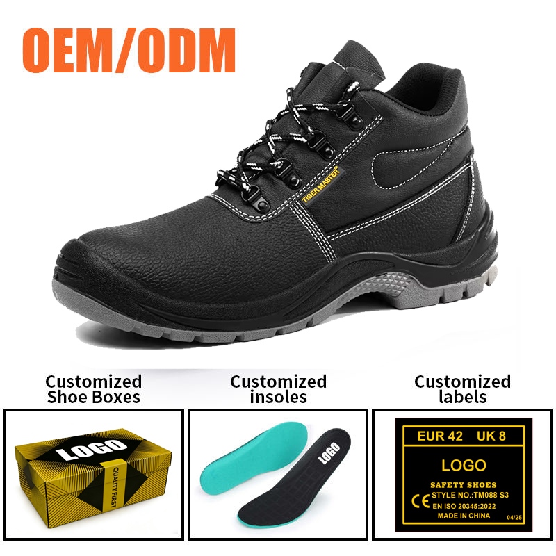 Black Leather Steel Toe Construction Safety Shoes Cheap Price