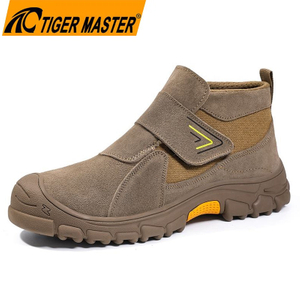 Steel Toe Suede Leather Anti-spark Welding Safety Shoes without Laces