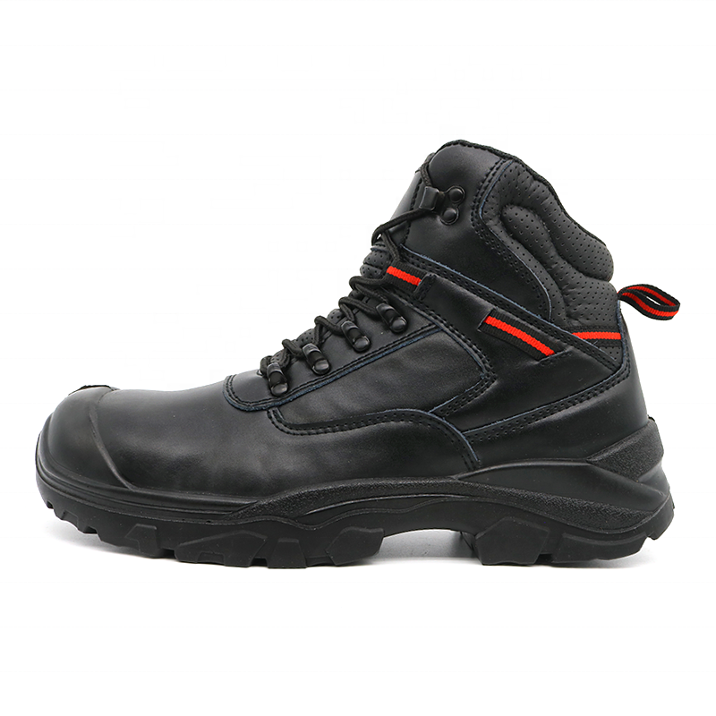 Black Leather Steel Toe Safety Shoes for Construction