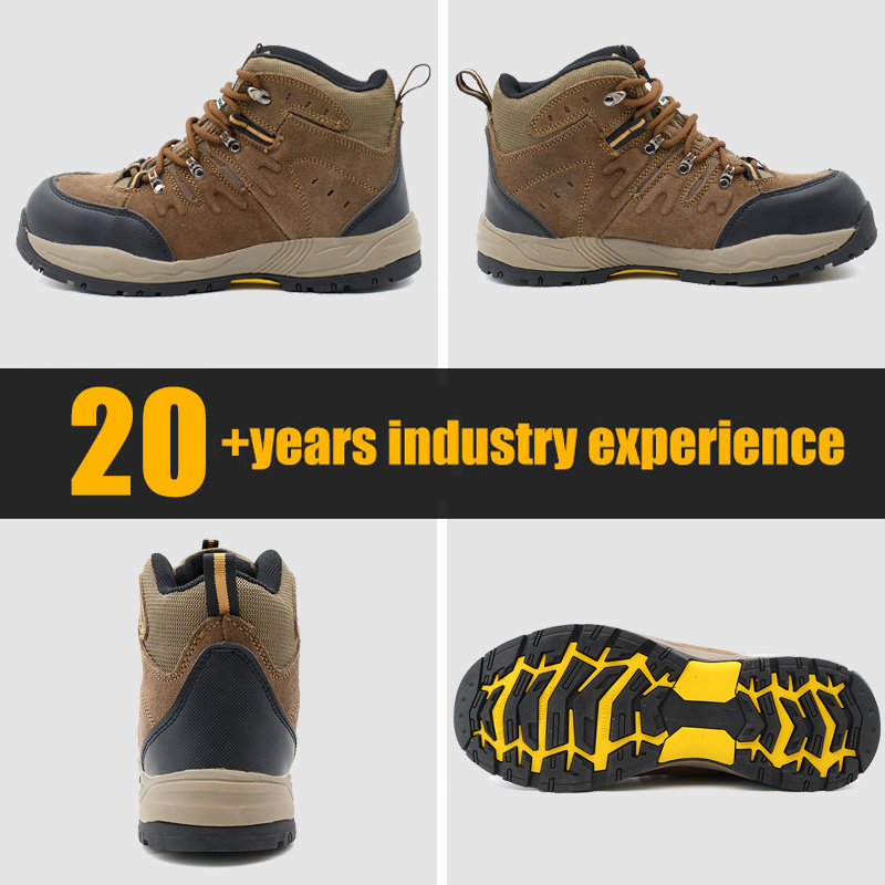 Anti-slip Brown Suede Safety Shoes With Steel Toe