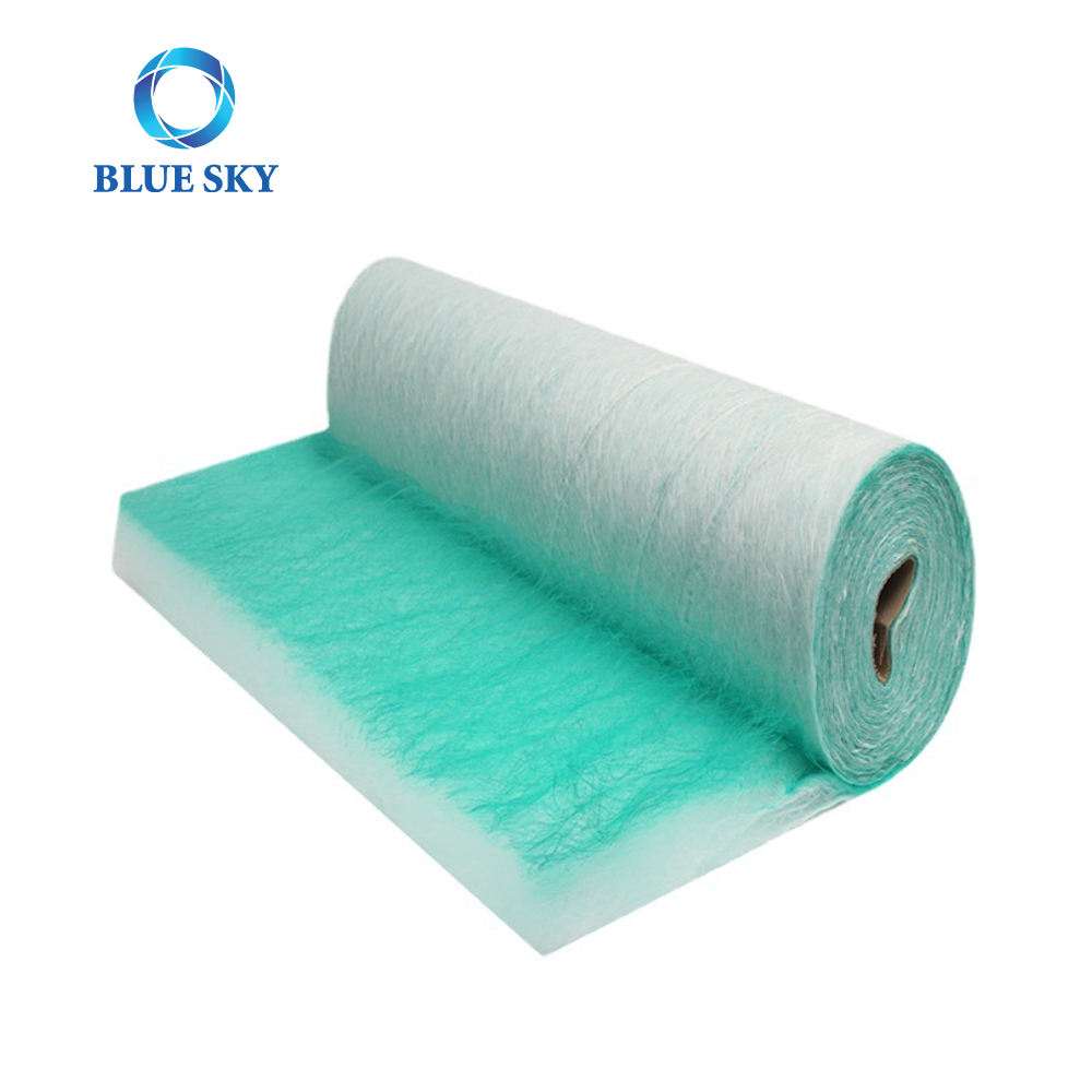 Filtro de fibra de vidrio de detención de pintura resistente al algodón verde y blanco de alta temperatura de alto rendimiento para cabina de pintura