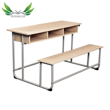 Cheap Wholesale Wooden School Furniture Double Student Desk And Bench with Three Drawers