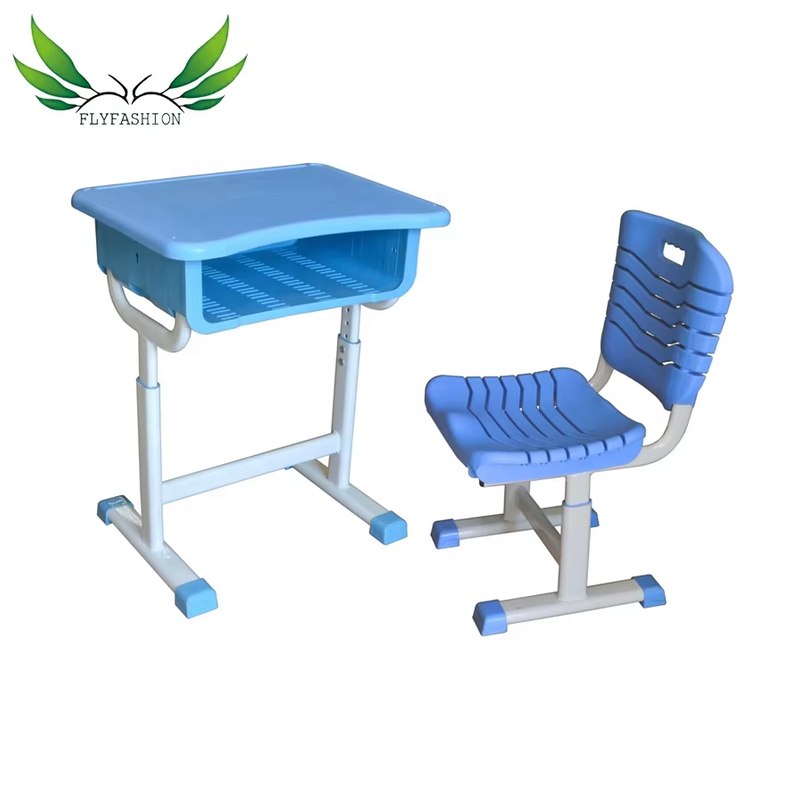 Adjustable Height High Quality Plastic Classroom Furniture Single Student Wooden Desk Chair