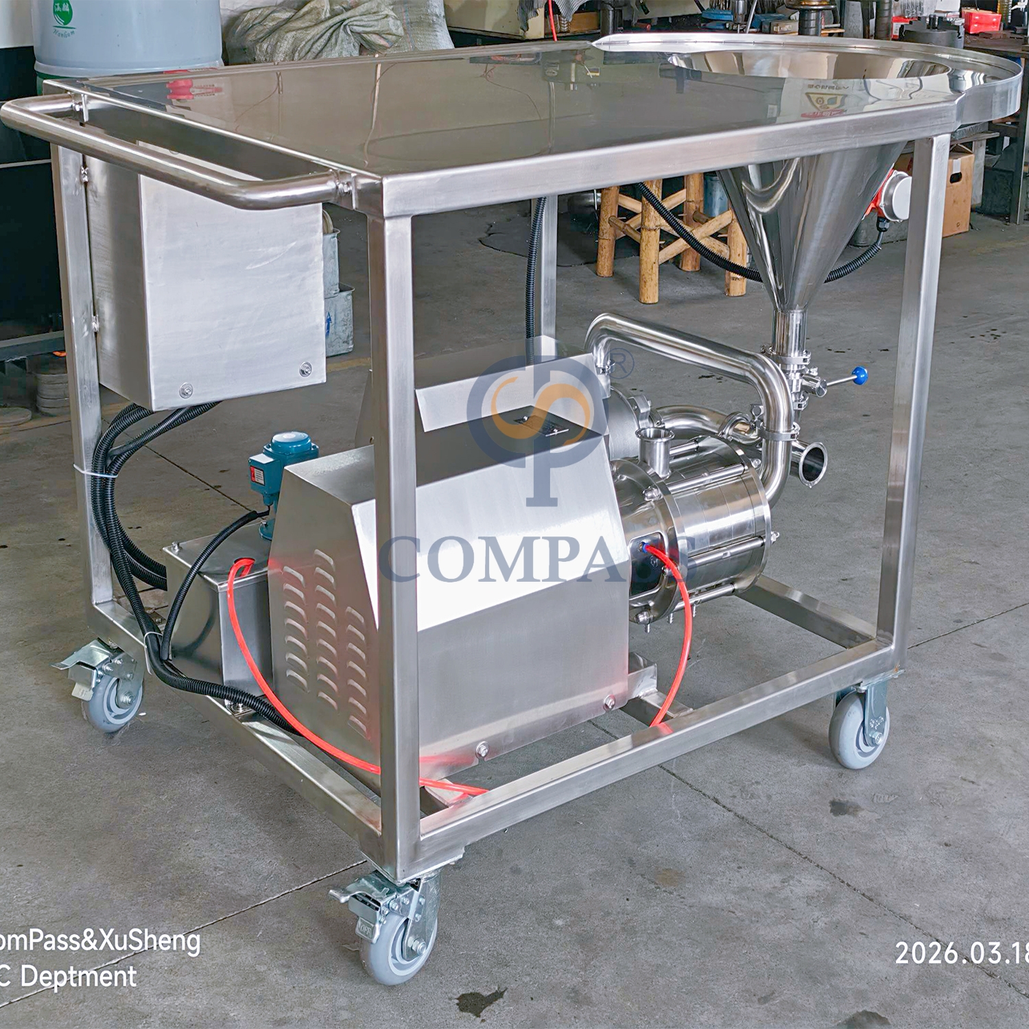 TRL-B Лидер продаж, санитарный 4 кВт SS304, высокоэффективная система смешивания с высоким усилием сдвига, эмульгатор для порошка и жидкости, гомогенизатор-смеситель для крема