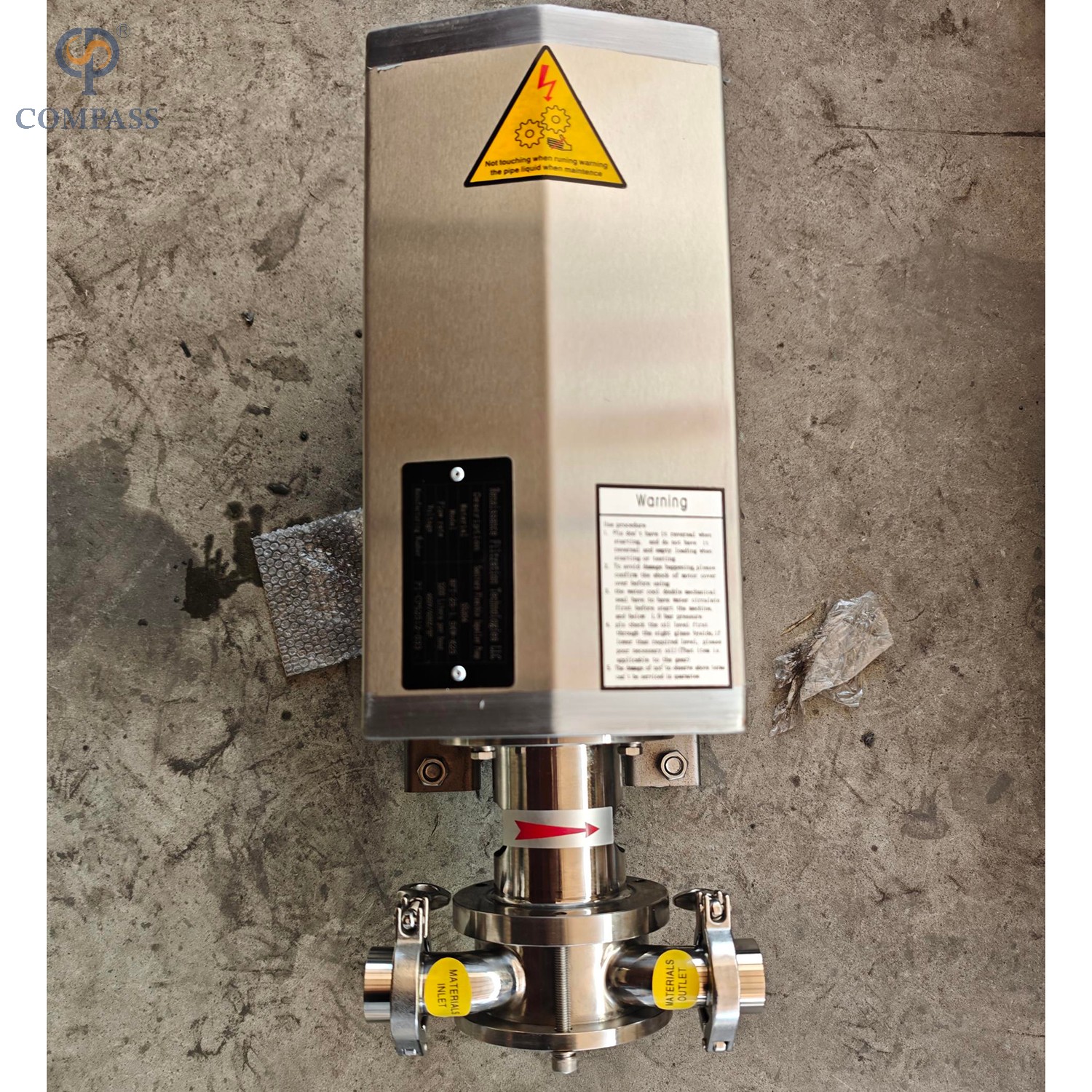 SS304 3 кВт, 380 В, 3 фазы, 50 Гц, санитарный класс, высокое качество, 1750 об/мин, трехзажимные гибкие крыльчатые насосы с одним механическим уплотнением