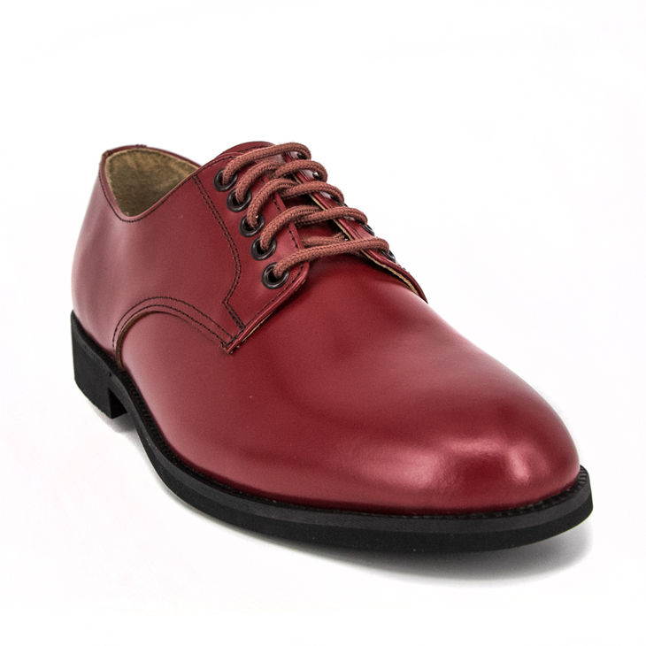 Zapatos de oficina militares de cuero de vaca marrón rojo para hombre a precio barato 1242