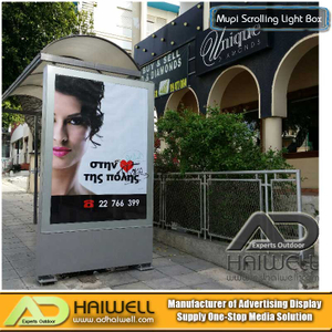 Cobertizo de aluminio para publicidad exterior con caja de luz LED estática Mupi