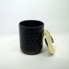 13oz unique fish scale matte black glass candle jar with gold lid