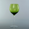 hand made set of 3 green long-stem red wine glass goblet