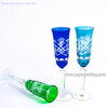  elegant green glass champagne flute with hand etched for five hotel 