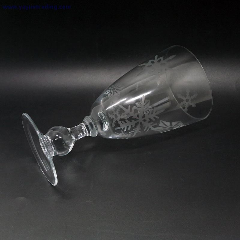  clear drinking glass cup with sandblasted pattern