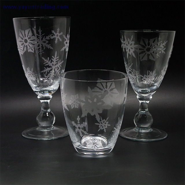 wholesale clear drinking glass tumbler set of 3 with sandblasted craft
