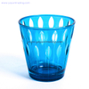 Blue Serious Leaf Pattern Hand Made Glass Candle Vessel for Home Decoration