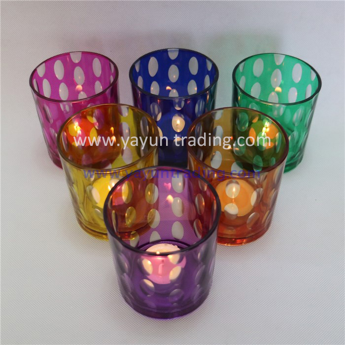 Australian style oval dot hand engraved cylinder glass candle jar