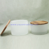2019 frosted glass candle cup with sealed wooden lid