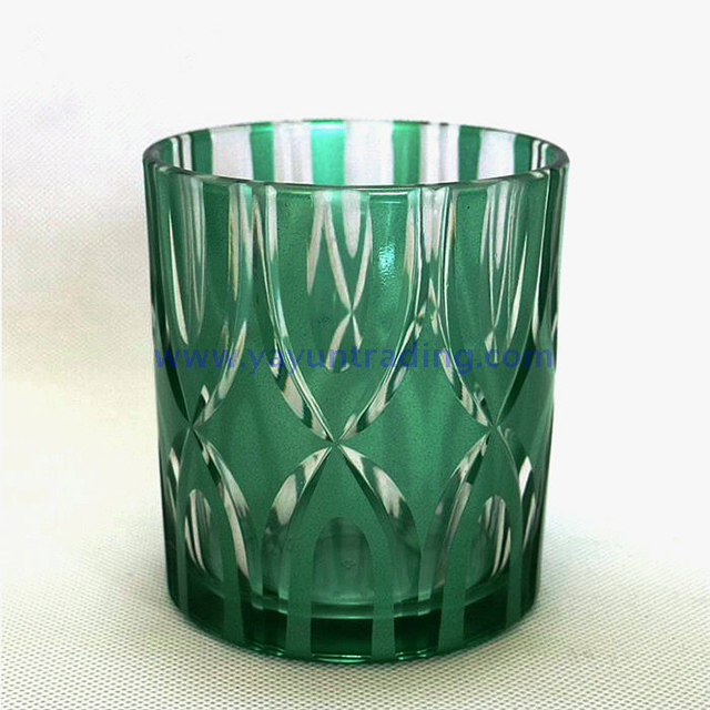 metallic matte amber colored glass candle container cup for home decoration
