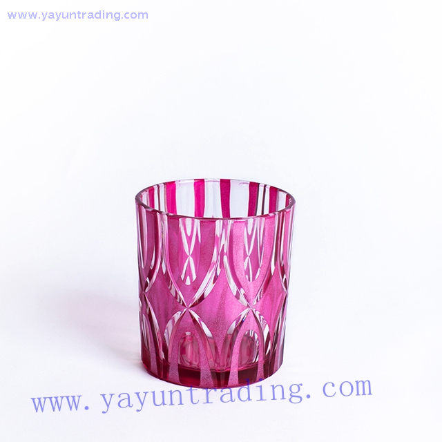 pink glass candle holder