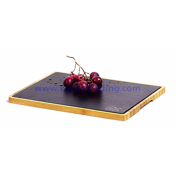 slate stone cheese board and tray with rope