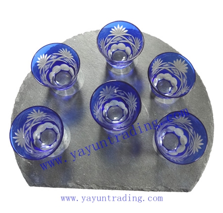 cobalt blue beverage glass tumbler and wine glass