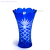 Bohemian Czech Hand Cutting Cobalt Blue Glass Flower Vase for Decoration