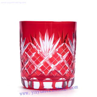 elegant red series hand cut glass candle container for wedding 