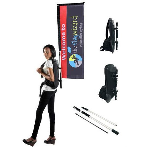 Custom Digital Print Rectangle Vertical Display Stree Walking Backpack Flag (one side or double sided print)