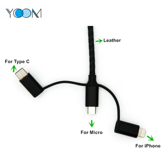3 in 1 USB Cable for Type C, Micro and Lightning