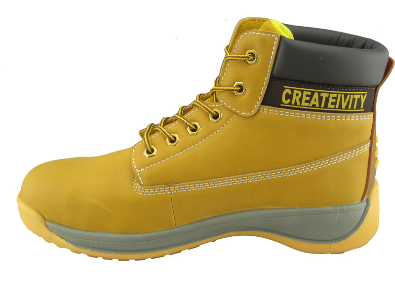 0132 yellow nubuck leather pu sole steel toe safety shoes