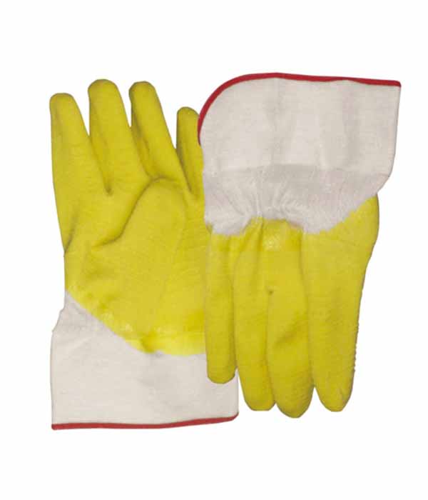 3211 anti slip yellow latex gloves with canvas cuff