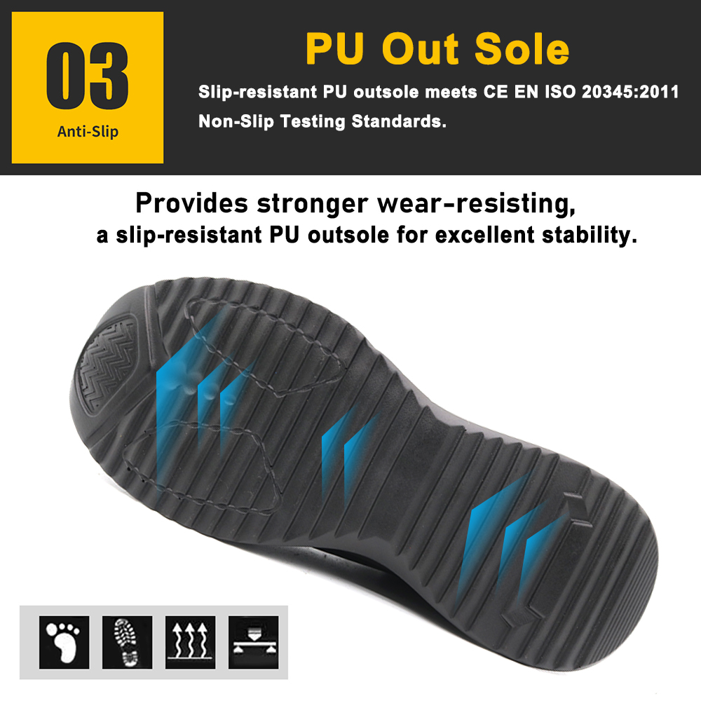 Anti-slip PU Sole Steel Toe Breathable Safety Shoes Sneakers 