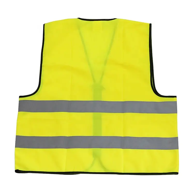 Yellow Polyester Zipper Closure Reflective Safety Vest Industrial