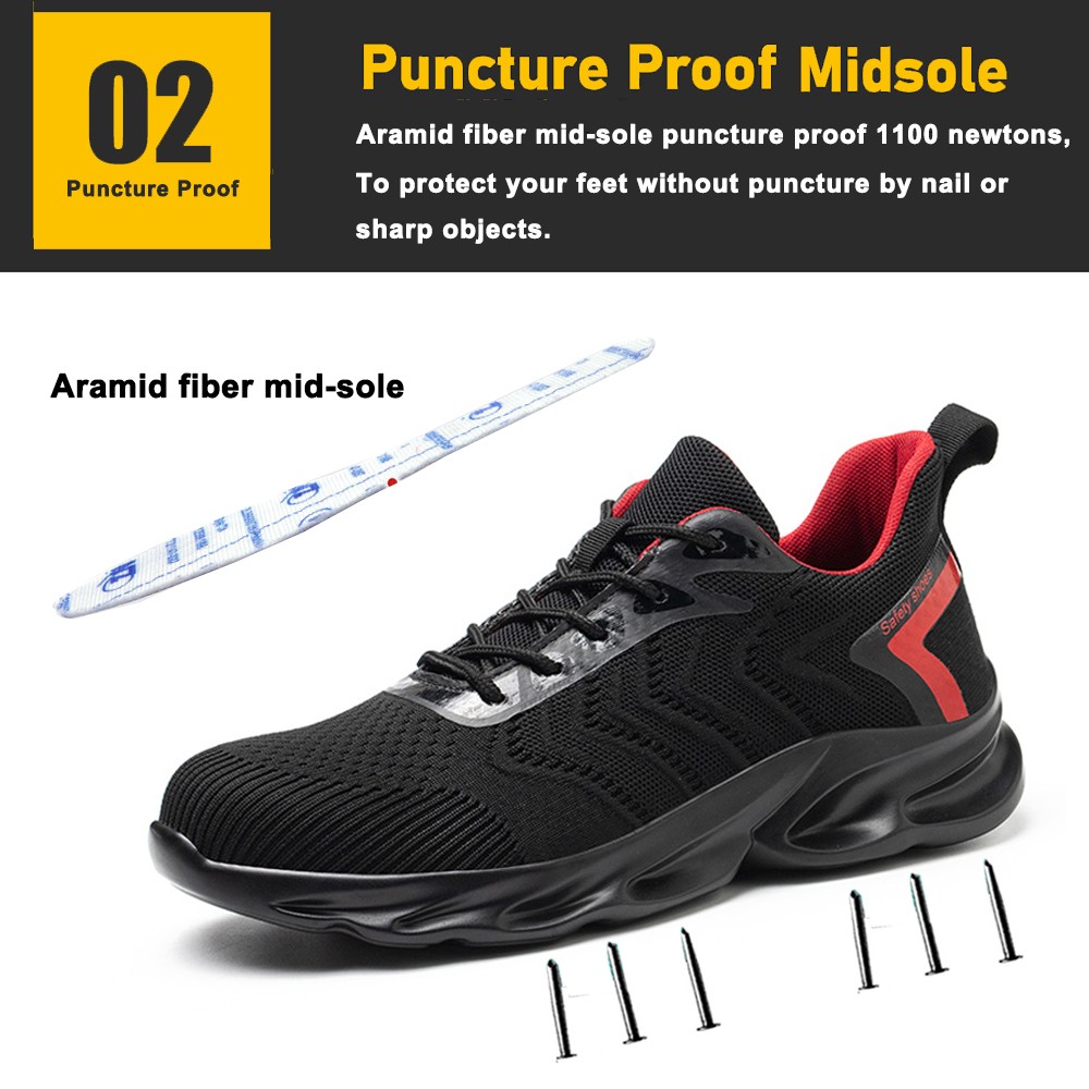 Comfortable Light Weight Sport Safety Shoes with Steel Toe
