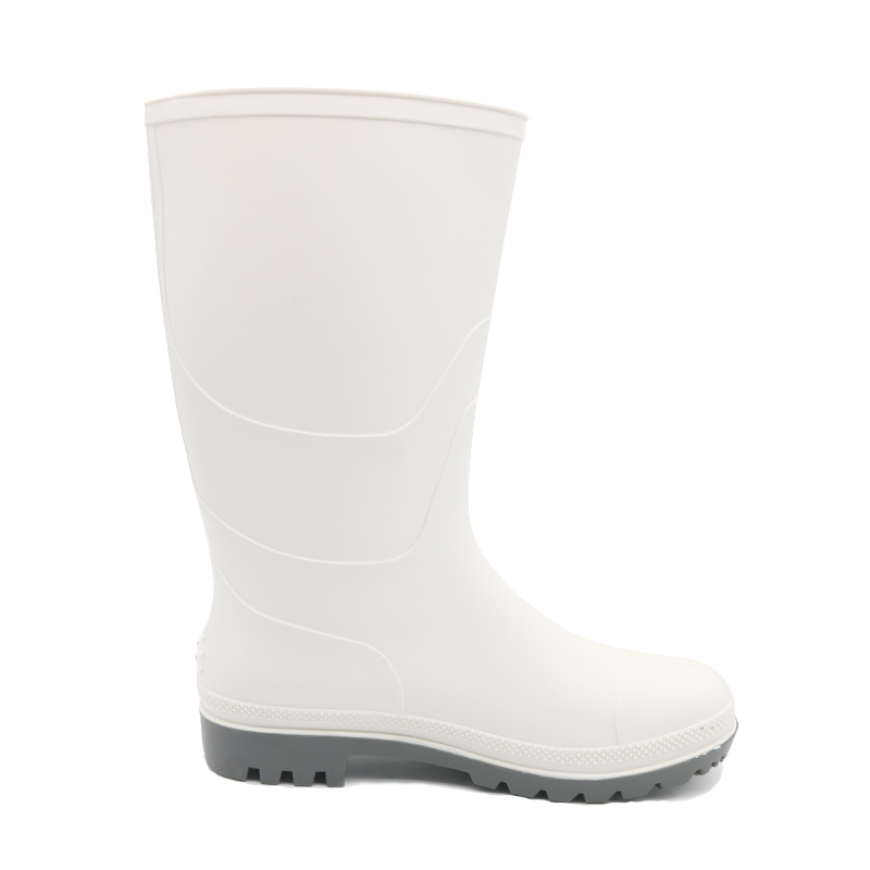 Waterproof White Pvc Rain Boots for Food Industry Non-slip