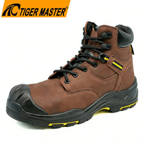 Fiberglass Toe High Quality Safety Shoes Brown Nubuck Leather