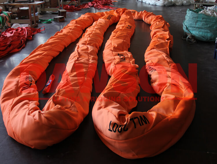WLL 200T Polyester Round Slings, 200000kg Heavy Duty Endless Type Crane