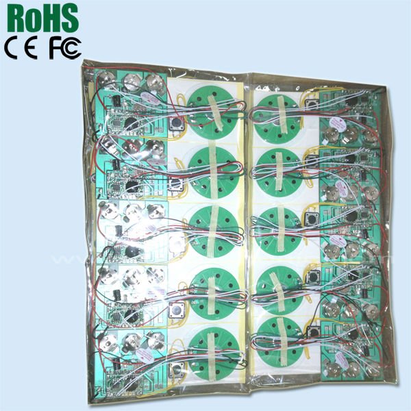 Custom recordable sound module for greeting card and postcard