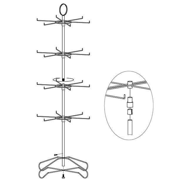 Floor Round Spinner Rack W/24 Pegs MW-S05