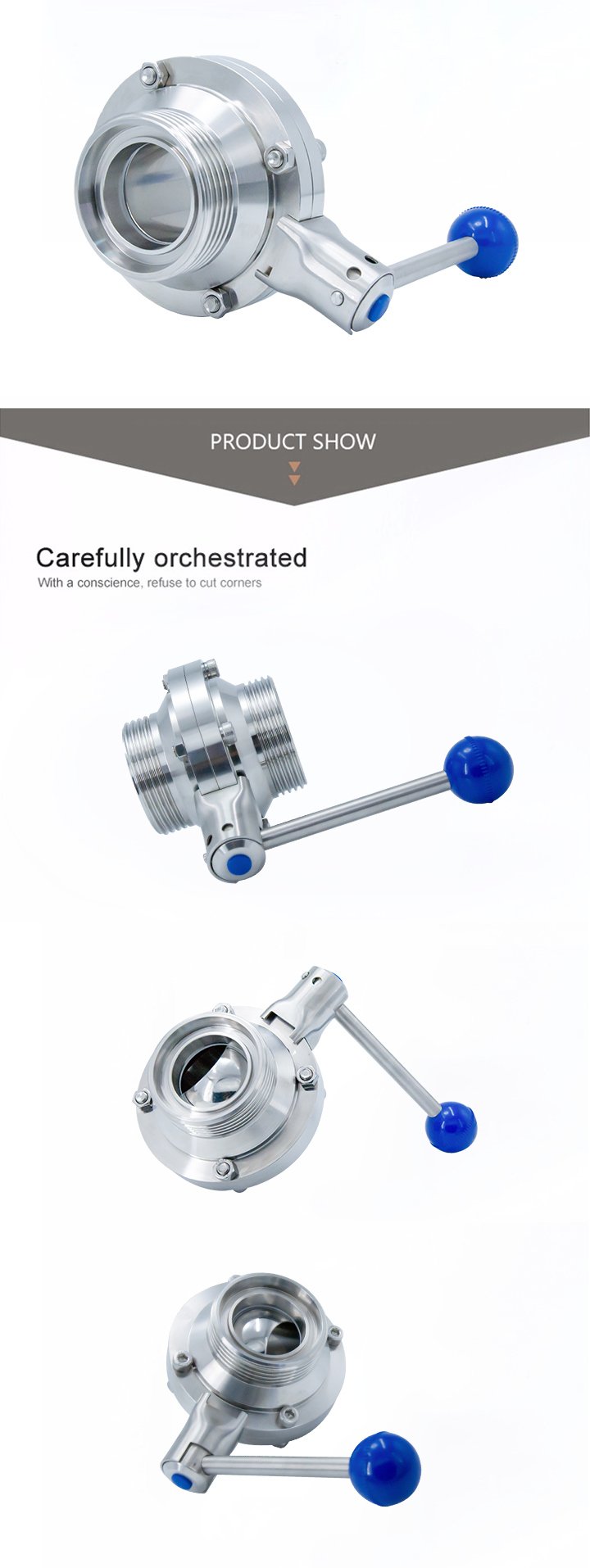 Нержавеющая сталь SS304 SS316L Санитарный шаровой клапан с резьбой типа бабочка с наружной резьбой