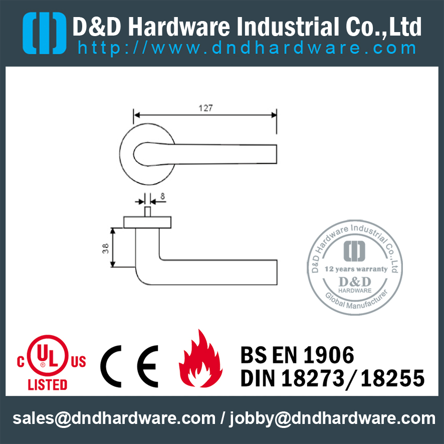 Punho de porta contínuo tubular redondo novo SUS304 para a porta comercial - DDSH118