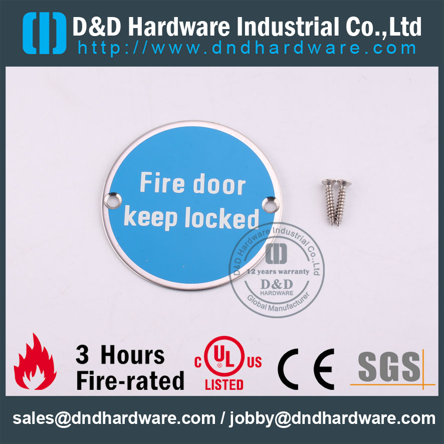 D & D Hardware-SS201 Placa de sinal de indicação de porta de incêndio DDSP007