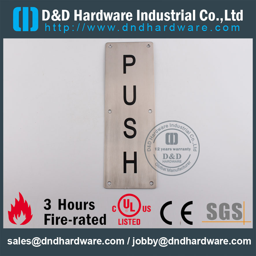 D & D Hardware-Moderno Interior Quadrado Tipo PUSH Plate DDSP004