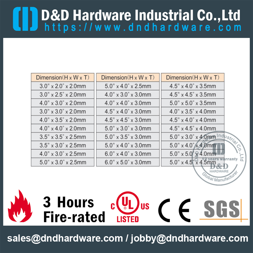 DDBH005 - 木製のドアのための真鍮2ボールベアリングヒンジ