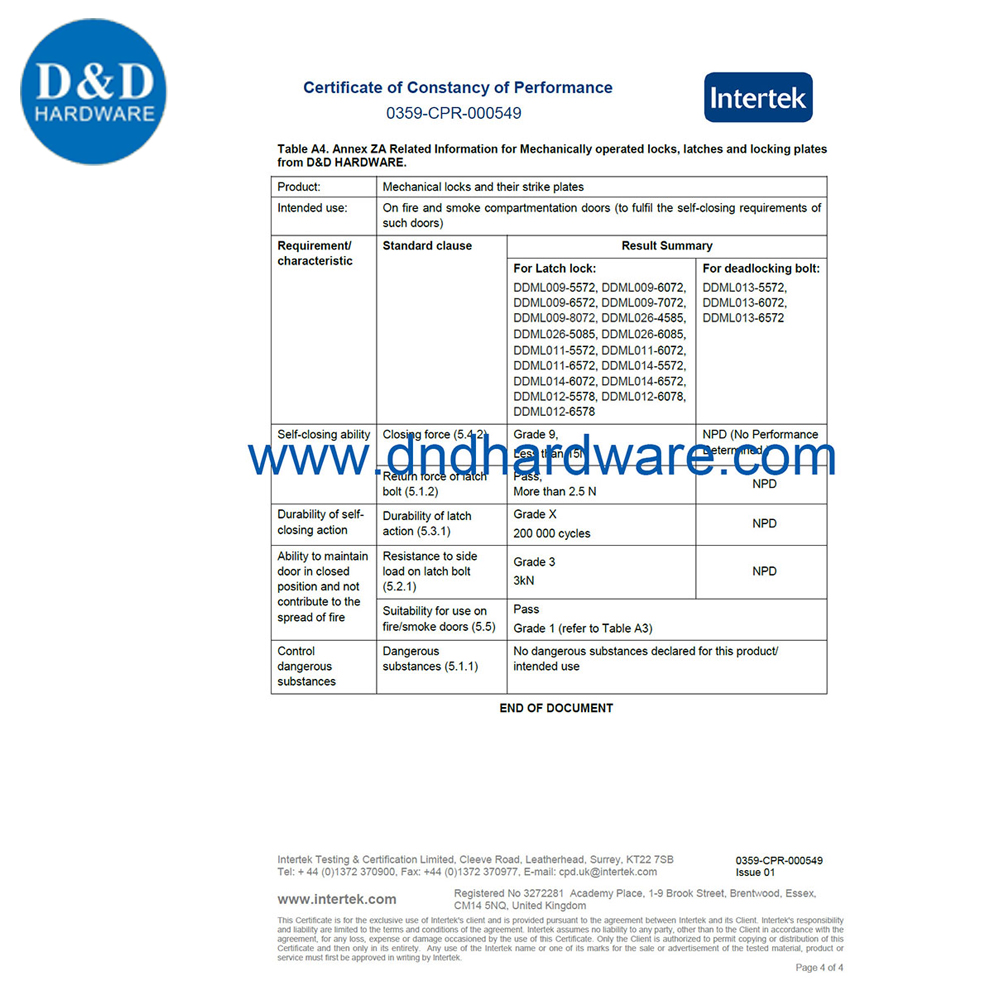 Trava SS Cadeado do parafuso morto - DDML4585