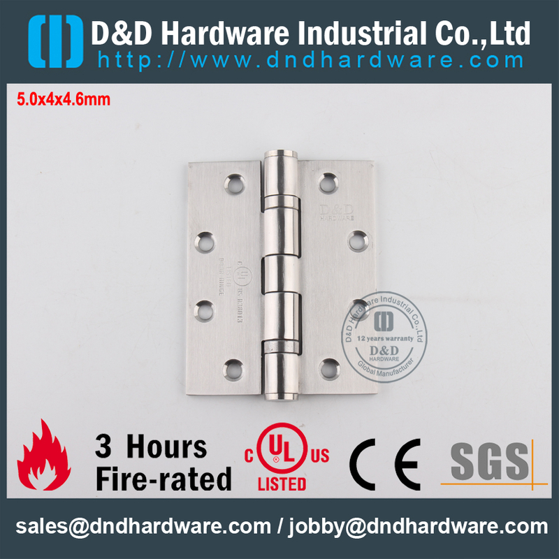 Dobradiça de porta SS UL com classificação 2BB contra incêndio-DDSS006-FR-5x4x4.6mm