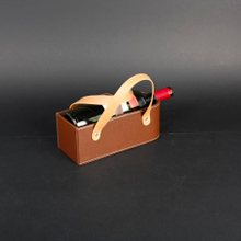 Wine Box Manufacturer Brown PU leather wine glass holder tray