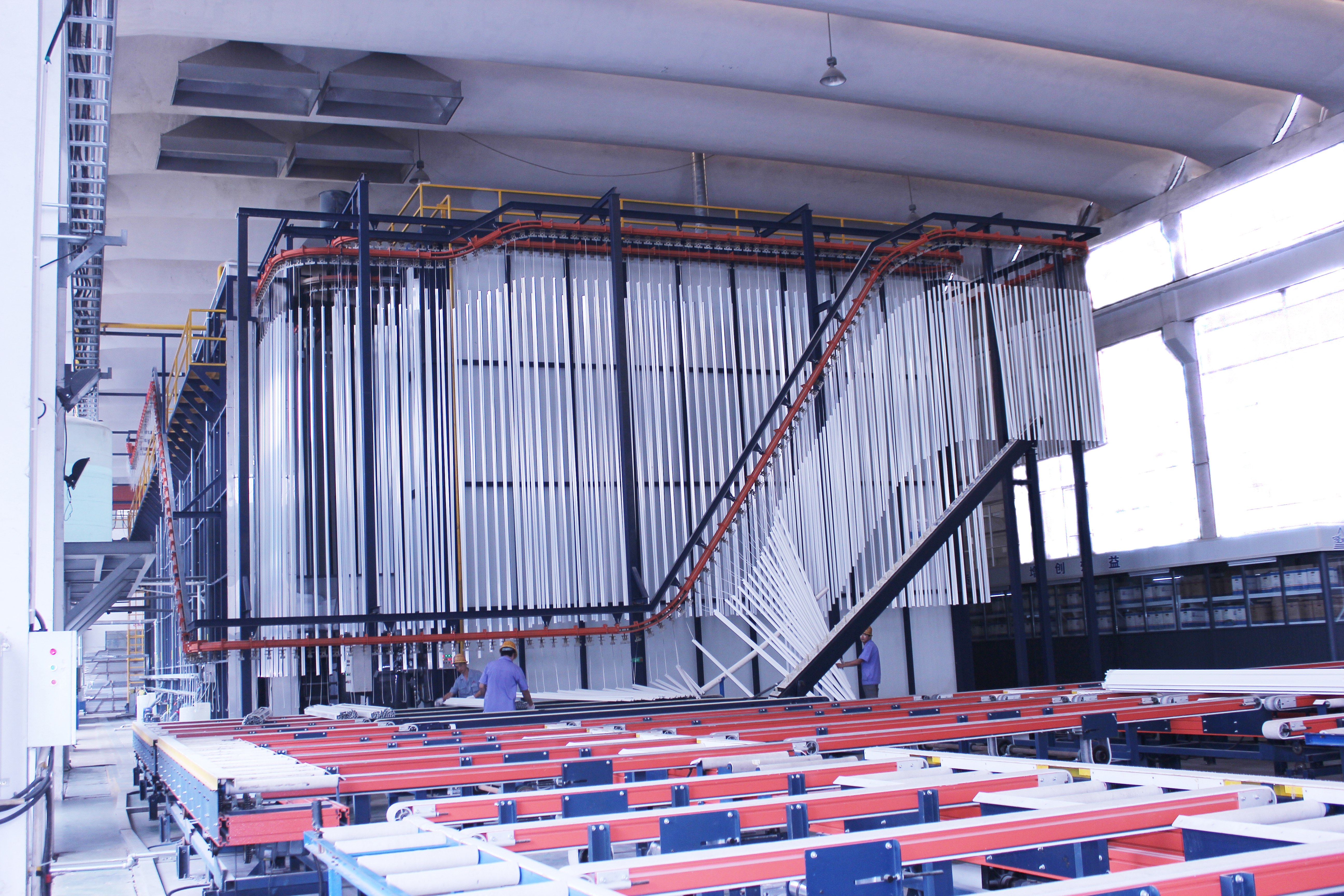 Vertical Powder Coating line in use